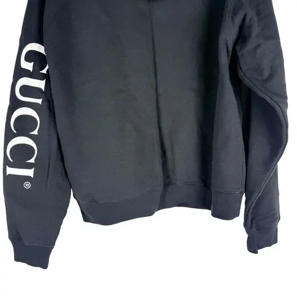 Gucci Half Zip Popover Interlocking GG Hoodie Black Size Small